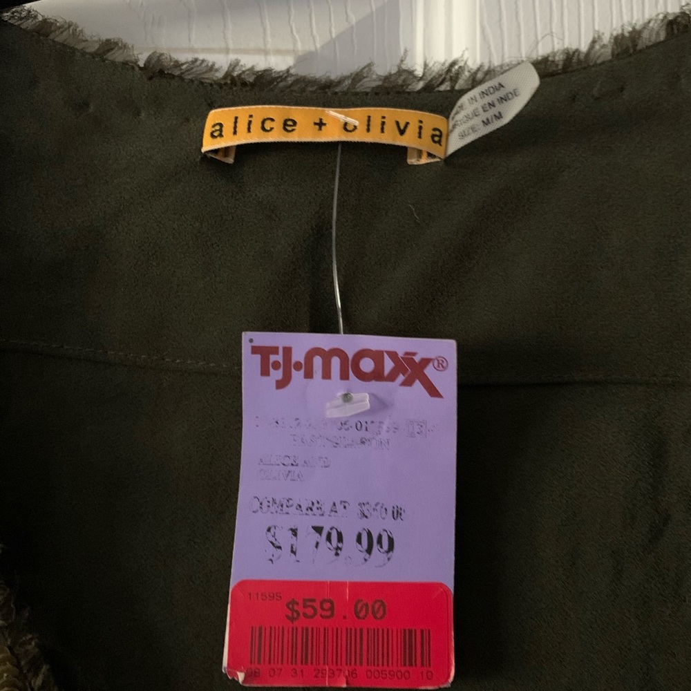 Olive green Alice and Olivia minidress with beading! - Picture 2 of 5